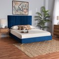 Baxton Studio Serrano Glam and Luxe Navy Blue Velvet Upholstered and Gold Metal Full Size Platform Bed 215-10946-ZORO